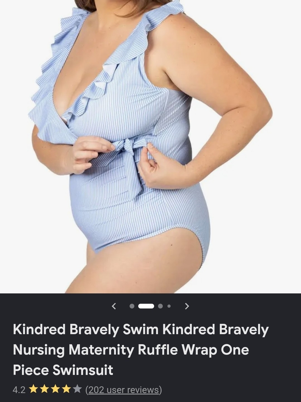Kindred Bravely Blue Stripe Nursing Maternity Ruffle Wrap One-Piece